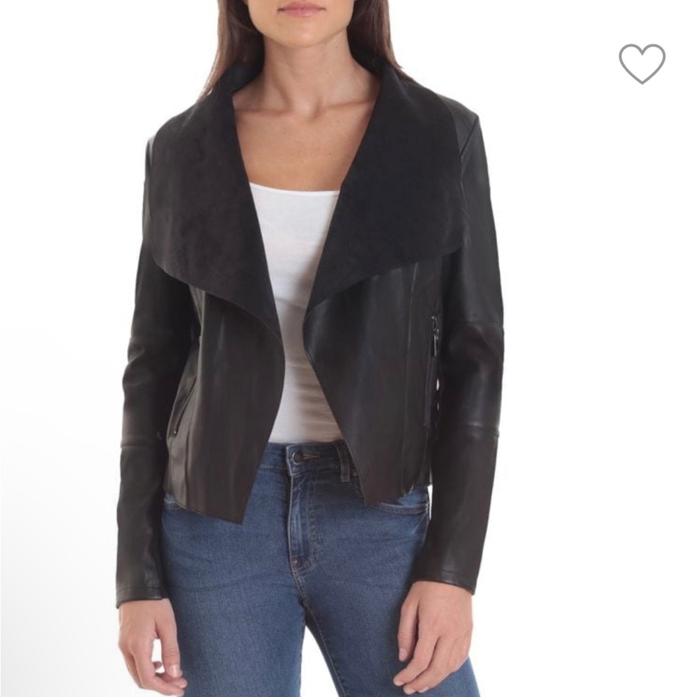 Bagatelle Open Front Faux Leather Jacket